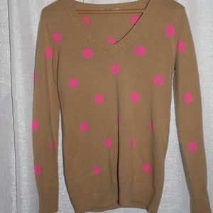 Gap tan and pink polka dot sweater